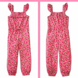 Pink Watermelon Print Kids Jumpsuit